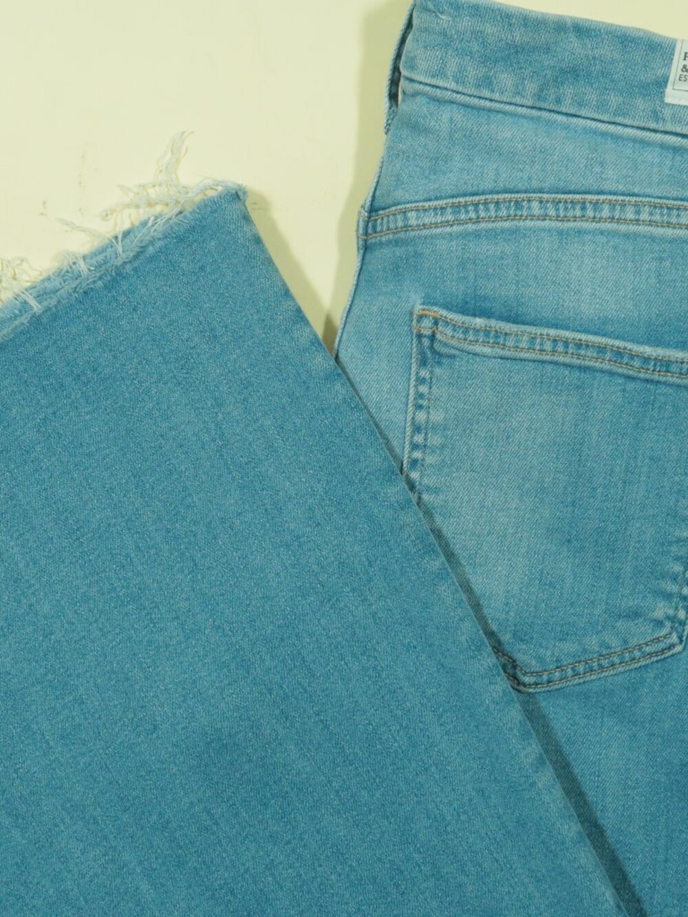 Frank & Eileen Galway Wide Leg Crop Jeans Womens 28 Blue Raw Hem Coastal